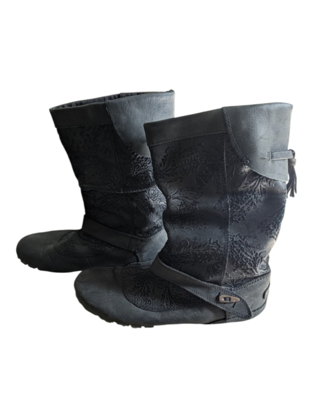 Merrell Haven Waterproof Slouch Boot Womens 10 Black Embossed Leather M-Grip